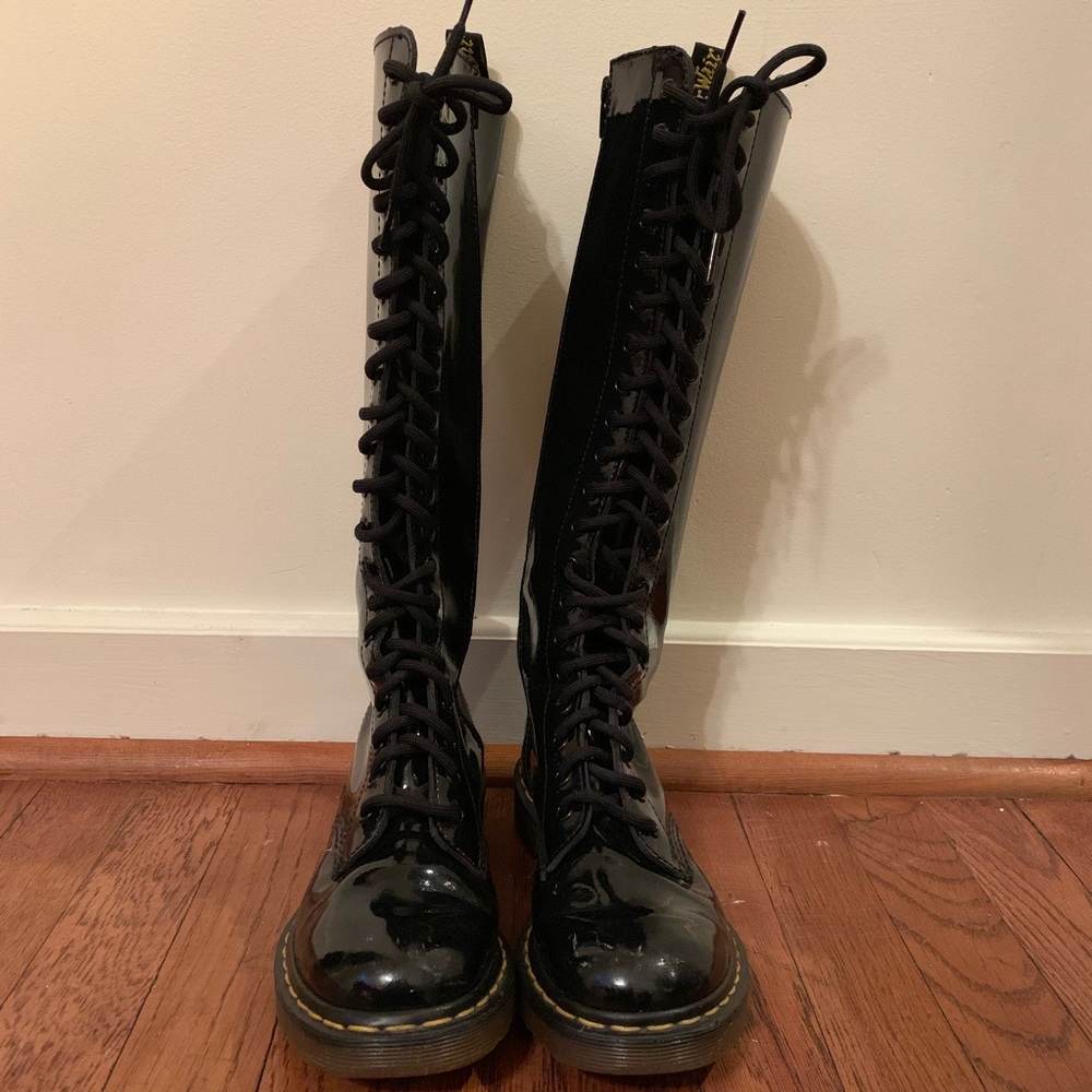 Dr. Marten Knee High 20-eye Lace-up Combat Boots